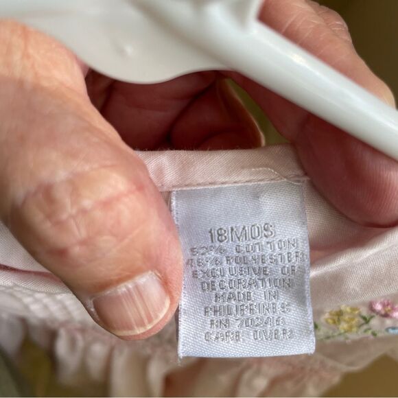 VINTAGE PARISIAN EMBROIDERED DRESS IN PINK WITH ATTACHED RUFFLE SLIP - Picture 5 of 6